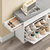 SoBuy FSR64-WG Scarpiera Salvaspazio Slim da Ingresso Panca Contenitore con Cuscino, Cassapanca Scarpiera Regolabile per Camera, Corridoio, 104x24x51cm, Effetto Legno Invecchiato Bianco