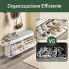 SoBuy FSR64-WG Scarpiera Salvaspazio Slim da Ingresso Panca Contenitore con Cuscino, Cassapanca Scarpiera Regolabile per Camera, Corridoio, 104x24x51cm, Effetto Legno Invecchiato Bianco