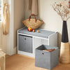 SoBuy FSR65-K-DG Panca scarpiera Cassapanca da Interno Mobile Bagno con 2 cestini Bianco e Grigio L68*P32*A45cm