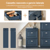 SoBuy FSR78-B Scarpiera Salvaspazio Slim Mobiletto da Ingresso con 2 Ante a Ribalta Scarpiera in Legno MDF Armadio Portascarpe per Ingresso Corridoio o Camera da Letto 54x24x83cm Blu