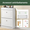 SoBuy FSR78-L-W Scarpiera con 2 Ribalte, Mobile Porta Scarpe da Ingresso, Scarpiera Salvaspazio per 12 Paia, per Corridoio o Ingresso, 75x24x96cm Bianco