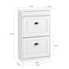 SoBuy FSR78-WG Scarpiera Salvaspazio Slim Mobiletto da Ingresso con 2 Ante a Ribalta Armadio Portascarpe Scarpiera Moderna per Ingresso, Corridoio o Camera 54x24x82cm Effetto Legno Invecchiato Bianco