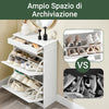 SoBuy FSR78-WG Scarpiera Salvaspazio Slim Mobiletto da Ingresso con 2 Ante a Ribalta Armadio Portascarpe Scarpiera Moderna per Ingresso, Corridoio o Camera 54x24x82cm Effetto Legno Invecchiato Bianco