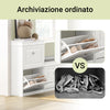 SoBuy FSR78-W Mobile Scarpiera Slim con 2 Ante a Ribalta, Mobile Ingresso Salvaspazio, Ingresso Moderno, 54x24x83 cm, Bianco