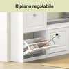 SoBuy FSR64-W+FSR78-W, Set Ingresso Bianco con Panchina e Armadietto Scarpe a Cassettoni Ribaltabili | Profondità 24 cm
