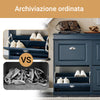SoBuy FSR79-B Scarpiera Slim con 4 Ante a Ribalta, Mobile Ingrosso Salvaspazio, Ingresso Moderno, 105x24x83 cm, Blu