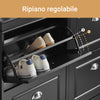 SoBuy FSR79-SCH Scarpiera Slim Salvaspazio Mobiletto da Ingresso 4 Ante a Ribalta, Armadio Portascarpe Scarpiera Moderna per Ingresso, Corridoio o Camera da Letto 105x24x83cm Nero