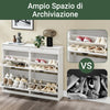 SoBuy FSR79-WG Scarpiera Salvaspazio Slim Mobiletto da Ingresso con 4 Ante a Ribalta Armadio Portascarpe Scarpiera Moderna per Ingresso, Corridoio o Camera 103x23x82cm Effetto Legno Invecchiato Bianco