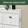 SoBuy FSR79-WG Scarpiera Salvaspazio Slim Mobiletto da Ingresso con 4 Ante a Ribalta Armadio Portascarpe Scarpiera Moderna per Ingresso, Corridoio o Camera 103x23x82cm Effetto Legno Invecchiato Bianco