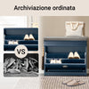 SoBuy FSR82-K-B Scarpiera Salvaspazio Slim con Seduta - Panca Scarpiera da Ingresso Contenitore in Legno, Mobile Ingresso per Scarpe, Regolabile, 60x24x52 cm, Blu
