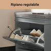 SoBuy FSR82-K-HG Scarpiera Salvaspazio Slim con Seduta - Panca Scarpiera da Ingresso Contenitore in Legno, Mobile Ingresso per Scarpe, Regolabile, Grigio L60*P24*A51 cm
