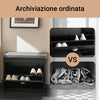 SoBuy FSR82-K-SCH Scarpiera Salvaspazio Slim con Seduta - Panca Scarpiera da Ingresso Contenitore in Legno, Mobile Ingresso per Scarpe, Regolabile, Nero L60*P24*A51 cm