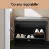 SoBuy FSR82-K-SCH Scarpiera Salvaspazio Slim con Seduta - Panca Scarpiera da Ingresso Contenitore in Legno, Mobile Ingresso per Scarpe, Regolabile, Nero L60*P24*A51 cm