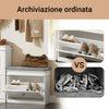 SoBuy FSR82-K-W Scarpiera Salvaspazio Slim con Seduta - Panca Scarpiera da Ingresso Contenitore in Legno, Mobile Ingresso per Scarpe, Regolabile, 60x24x51 cm, Bianco