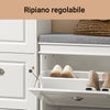 SoBuy FSR82-K-W Scarpiera Salvaspazio Slim con Seduta - Panca Scarpiera da Ingresso Contenitore in Legno, Mobile Ingresso per Scarpe, Regolabile, 60x24x51 cm, Bianco