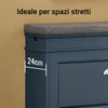 SoBuy FSR82-L-B Scarpiera Salvaspazio Slim con Seduta - Panca Scarpiera da Ingresso Contenitore in Legno, Mobile Ingresso per Scarpe, Regolabile, 75x24x52 cm, Blu