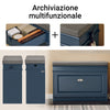 SoBuy FSR82-L-B Scarpiera Salvaspazio Slim con Seduta - Panca Scarpiera da Ingresso Contenitore in Legno, Mobile Ingresso per Scarpe, Regolabile, 75x24x52 cm, Blu