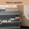 SoBuy FSR82-L-HG Scarpiera Salvaspazio Slim con Seduta - Panca Scarpiera da Ingresso Contenitore in Legno, Mobile Ingresso per Scarpe, Regolabile, 75*24*51 cm, Grigio