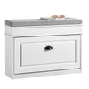 SoBuy FSR82-L-WG Scarpiera Salvaspazio Slim con Seduta Panca Scarpiera da Ingresso Contenitore in Legno Mobile Scarpiera Ingresso per Scarpe, 75x24x51cm Effetto Legno Invecchiato Bianco