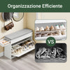 SoBuy FSR82-L-WG Scarpiera Salvaspazio Slim con Seduta Panca Scarpiera da Ingresso Contenitore in Legno Mobile Scarpiera Ingresso per Scarpe, 75x24x51cm Effetto Legno Invecchiato Bianco
