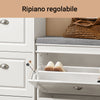 SoBuy FSR82-L-W Scarpiera Salvaspazio Slim con Seduta - Panca Scarpiera da Ingresso Contenitore in Legno, Mobile Ingresso per Scarpe, Regolabile, 75x24x51 cm, Bianco