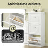 SoBuy FSR94-W Mobile Scarpiera Slim con 3 Ante a Ribalta, Mobile Ingresso Salvaspazio, Ingresso Moderno, 53x24x117 cm, Bianco