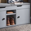 SoBuy FSR96-DG Scarpiera Ingresso Salvaspazio - Panca Scarpiera Contenitore con Seduta Imbottita, Ripiani Regolabili, Design Moderno - Porta Scarpe per Corridoio e Casa, 150kg, 100x34x47cm, Grigio