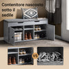 SoBuy FSR96-DG Scarpiera Ingresso Salvaspazio - Panca Scarpiera Contenitore con Seduta Imbottita, Ripiani Regolabili, Design Moderno - Porta Scarpe per Corridoio e Casa, 150kg, 100x34x47cm, Grigio