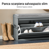 SoBuy FSR98-L-HG Panca Scarpiera da Ingresso - Scarpiera Salvaspazio Slim in Legno, Panca Contenitore per 6-8 Paia di Scarpe, 155kg di Carico, Grigio, 80x26x45cm