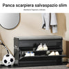 SoBuy FSR98-L-SCH Panca Scarpiera da Ingresso - Scarpiera Salvaspazio Slim in Legno, Panca Contenitore per 6-8 Paia di Scarpe, 155kg di Carico, Nero, 80x26x45cm