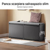 SoBuy FSR98-XL-SCH Panca Scarpiera da Ingresso - Scarpiera Salvaspazio Slim in Legno, Panca Contenitore per 8-10 Paia di Scarpe, 158kg di Carico, Nero, 100x26x46cm