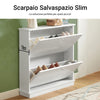 SoBuy FSR99-W Mobile Scarpiera per Ingresso Moderno, con 2 Ante e 2 Ripiani Regolabili, MDF, 78x76x18 cm, Bianco