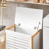SoBuy FSS66-WN Cesto portabiancheria sporca Mobile bagno Mobiletto salvaspazio L50*P30*A60 cm bianco e legno