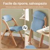 SoBuy FST92-BL Sedia da Pranzo Pieghevole con Seduta Imbottita - Set di Sedie con Cuscino per Sala da Pranzo in Legno di Faggio, Blu