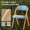 SoBuy FST92-BL Sedia da Pranzo Pieghevole con Seduta Imbottita - Set di Sedie con Cuscino per Sala da Pranzo in Legno di Faggio, Blu