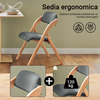 SoBuy FST92-SG Sedia da Pranzo Pieghevole con Seduta Imbottita - Set di Sedie con Cuscino per Sala da Pranzo in Legno di Faggio, Grigio Scuro