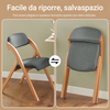 SoBuy FST92-SG Sedia da Pranzo Pieghevole con Seduta Imbottita - Set di Sedie con Cuscino per Sala da Pranzo in Legno di Faggio, Grigio Scuro