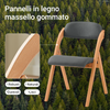 SoBuy FST92-SG Sedia da Pranzo Pieghevole con Seduta Imbottita - Set di Sedie con Cuscino per Sala da Pranzo in Legno di Faggio, Grigio Scuro