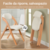 SoBuy FST92-W Sedia Pieghevole in Legno – Poltrona Imbottita da Cucina, Sedie da Interno Ufficio, Balcone, Giardino – Sedie Pieghevoli Salvaspazio Richiudibili in Faggio, Bianco