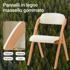 SoBuy FST92-W Sedia Pieghevole in Legno – Poltrona Imbottita da Cucina, Sedie da Interno Ufficio, Balcone, Giardino – Sedie Pieghevoli Salvaspazio Richiudibili in Faggio, Bianco