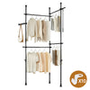 Sobuy KLS03-II-SH телескопичен висящ от земята, здрава стойка за стойка с пръти, отворен гардероб регулируем за спалня, държач за черни дрехи
