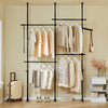 Sobuy KLS03-II-SH телескопичен висящ от земята, здрава стойка за стойка с пръти, отворен гардероб регулируем за спалня, държач за черни дрехи