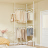 Телескопична закачалка за дрехи SoBuy KLS03-II-W, здрава стойка за дрехи с пръчки, регулируем отворен гардероб за спалня, бял