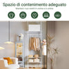 SoBuy KLS07-W Telescopic Appendiabiti da Terra, Robusto Stand Appendiabiti con Aste e Ripiani, Armadio Aperto Regolabile per Camera da Letto, Porta Abiti Bianco