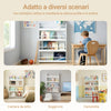 SoBuy KMB08-II-W Libreria Montessoriana per Bambini Libreria Bambini da Parete Libreria Montessoriana con 4 Ripiani Porta Libri e Portagiochi Mensole Cameretta Bianco 80x12x118cm