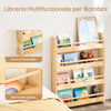 SoBuy KMB08-K-N, Libreria Montessoriana per Bambini Libreria da Parete a 4 Ripiani Porta Libri Bambini Portagiochi Cameretta Naturale 60x12x80cm