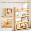 SoBuy KMB08-N Libreria Montessoriana per Bambini Libreria da Parete a 4 Ripiani Porta Libri Bambini Portagiochi Cameretta Naturale 80x12x118cm