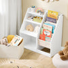 Sobuy KMB119-W Bookshop Montessori за деца с 3 рафта и 1 Каста Каста Детски книги от спасяването и мултифундната раждане и мултифизион White 80x40x80cm