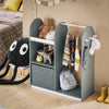 SoBuy KMB40-HG Armadio Cameretta Armadio Bambini con 3 Scomparti, Contenitore Tessuto e 3 Ganci Laterali Guardaroba con Appendiabiti per Bambini Grigio 97x35x108