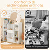 SoBuy KMB55-W Libreria Montessoriana per Bambini - Scaffale Portagiochi con 8 Scomparti Aperti - Libreria da Terra per Cameretta 106x30x104 cm Bianco